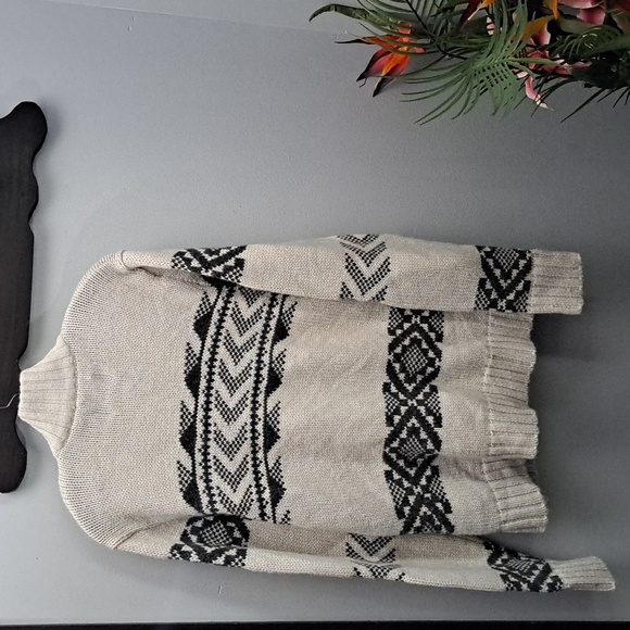 American Rag Zip-Up Sweater Acrylic Wool Blend Cream and Gray Size Large - Picture 5 of 6